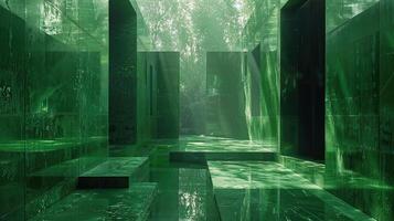 A labyrinth-shaped structure made of green marble. Generated by artificial intelligence photo