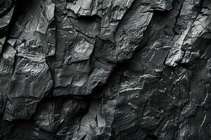 Horizontal background with black rock texture. Generated by artificial intelligence photo