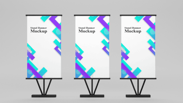 Beautiful roll up banner mockup psd