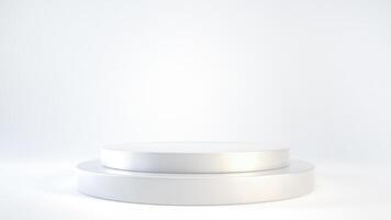 Empty podium or pedestal display on white background with cylinder stand concept 3d rendering. photo
