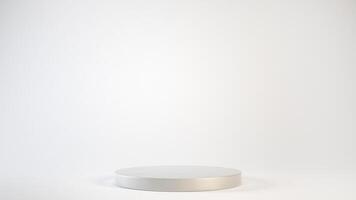 Empty gray podium or pedestal display on white background with cylinder stand concept 3d rendering. photo