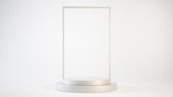 Empty podium or pedestal display on white background with cylinder stand concept 3d rendering. photo