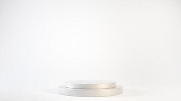 Empty gray podium or pedestal display on white background with cylinder stand concept 3d rendering. photo