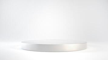 Empty podium or pedestal display on white background with cylinder stand concept 3d rendering. photo