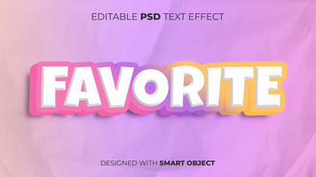 Text Effect of Favorite Editable for Title, Copy, Poster, Event, Marketing, 3D Text, Caption, Style psd
