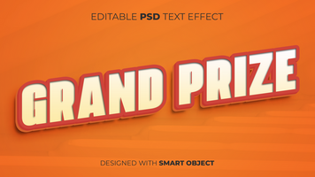 Text Effect of Grand Prize Editable for Title, Copy, Poster, Event, Marketing, 3D Text, Caption, Style psd