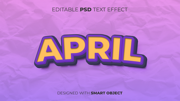 Text Effect of April Editable for Title, Copy, Poster, Event, Marketing, 3D Text, Caption, Style psd