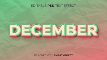 Text Effect of December Editable for Title, Copy, Poster, Event, Marketing, 3D Text, Caption, Style psd