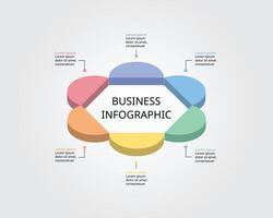 hexagon shape template for business isometric infographic for presentation for 6 element vector