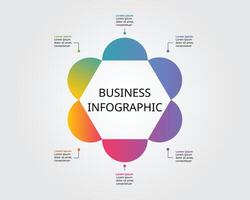 hexagon shape template for business infographic for presentation for 6 element vector