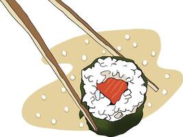Sushi And The Chopstick vector