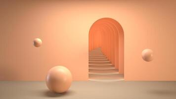 Peach Fuzz color of the year 2024 3d surreal design. 3d surrealistic render. photo