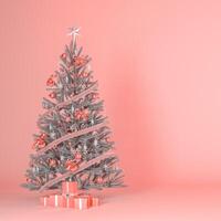 Peach fuzz pastel color Christmas tree concept background 3d render. photo