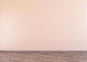 Peach Fuzz color of the year 2024 wall mock up 3d render design. Peach pastel wall mockup. photo