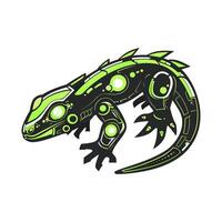 A lizard with neon green skin and robotic vector