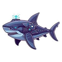 A shark with digital scales and a cybernetic vector