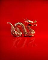 3d Gold dragon on red background, Chinese new year 2024 Year of the dragon concept photo