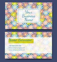 Business card design template in flourish style. Double sided corporate card template with flowers pattern vector