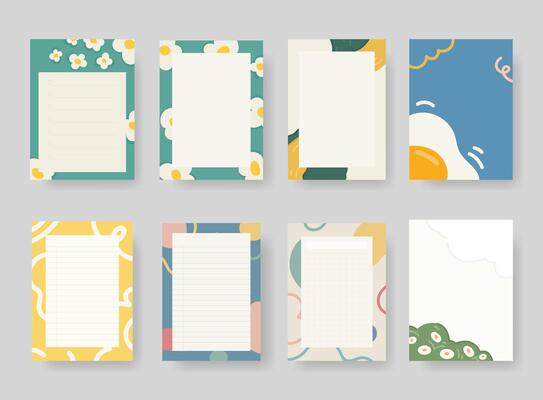 Cartoon sticky note illustration. Paper note set.