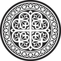 black monochrome round ancient Byzantine ornament. Classical circle of the Eastern Roman Empire, Greece. Pattern motifs of Constantinople. vector