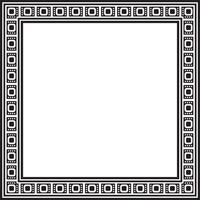 black monochrome square Egyptian ornament. Rectangle, frame, ancient Egypt.Pattern of lotus flowers and sun. Template for stained glass vector