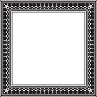 monochrome black square Yakut ornament. An endless rectangular border, a frame of the northern peoples of the Far East. vector