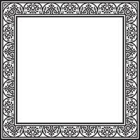square black monochrome border, frame, Pompeii. Rectangle Neopolitan ornament. Art of Ancient Rome. Template for stained glass vector