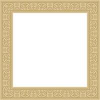 square gold border, frame, Pompeii. Rectangle Neopolitan ornament. Art of Ancient Rome. Template for stained glass vector
