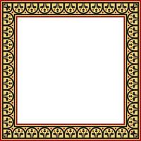 square colored border, frame, Pompeii. Rectangle Neopolitan ornament. Art of Ancient Rome. Template for stained glass vector