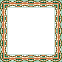 colored square national Indian ornament. Rectangle, border, ethnic Hindu frame. vector