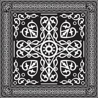 monochrome black square Yakut ornament. An endless rectangular border, a frame of the northern peoples of the Far East. vector