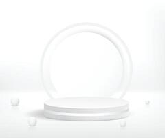 roduct presentation showcases white color. Realistic 3d podium design vector