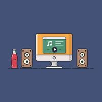 design and illustration of pc device and soda bottle vector