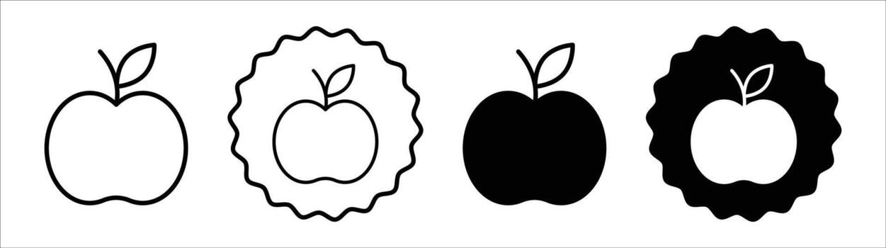 manzana icono conjunto recopilación. manzana contorno plano icono. vector