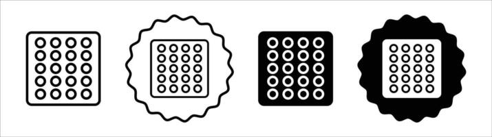Bubble wrap icon set collection. Bubble wrap Outline flat Icon. vector