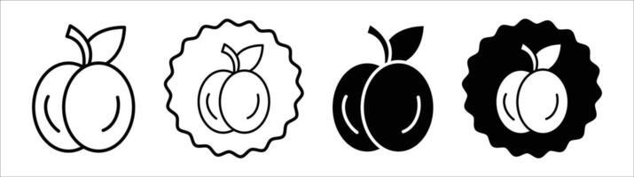 Apricot icon set collection. Apricot Outline flat Icon. vector