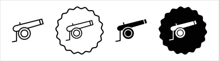 Cannon icon set collection. Cannon Outline flat Icon. vector
