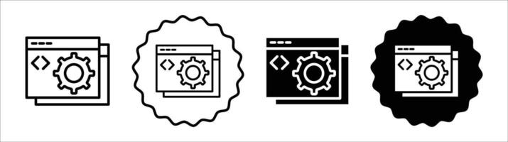 Back end icon set collection. Back end Outline flat Icon. vector