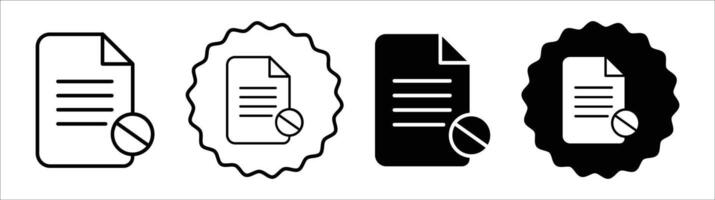 Cancel file icon set collection for web vector
