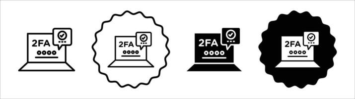 2FA Multifactor verification icon set collection. 2FA Multifactor verification Outline flat Icon. vector