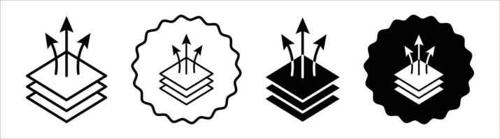 3 Breathable layers icon set collection. 3 Breathable layers Outline flat Icon. vector