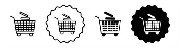 Cart with product icon set collection. Cart with product Outline flat Icon. vector