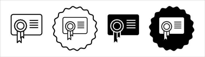 Certificate icon set collection. Certificate Outline flat Icon. vector