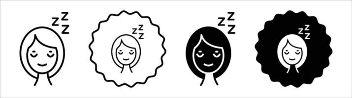 Cant fall asleep icon set collection. Cant fall asleep Outline flat Icon. vector