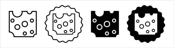 Cheese slice icon set collection. Cheese slice Outline flat Icon. vector