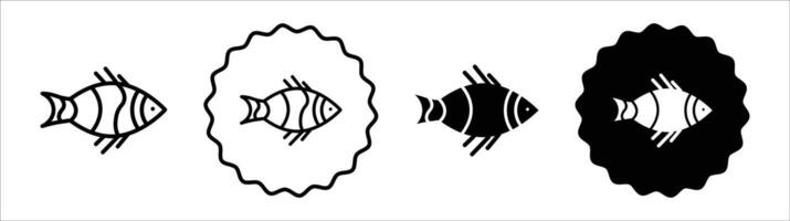 Clownfish icon set collection. Clownfish Outline flat Icon. vector