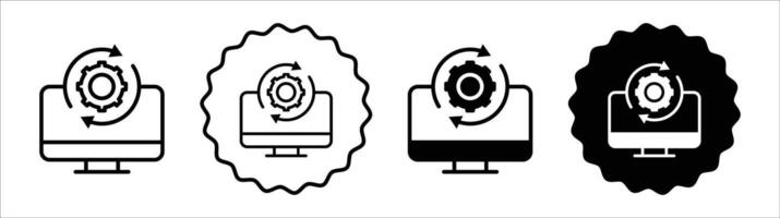 Computer system update icon set collection. Computer system update Outline flat Icon. vector