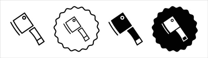 Cleaver for meat icon set collection. Cleaver for meat Outline flat Icon. vector