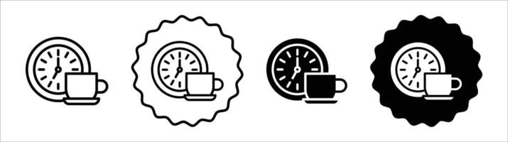 Coffee time icon set collection. Coffee time Outline flat Icon. vector