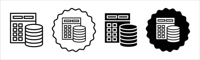 Data table icon set collection. Data table Outline flat Icon. vector